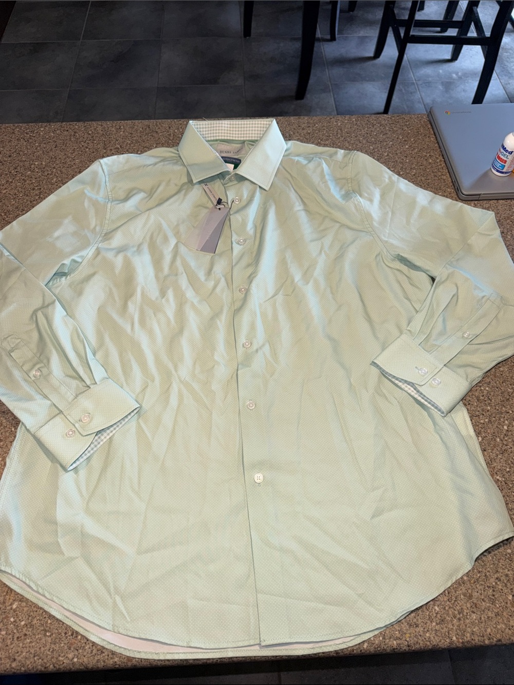 Henri James Men's Light Green Dress Shirt